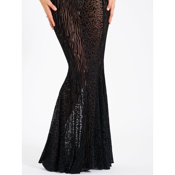 Ulani Black Velvet Mesh Maxi Dress - Picture 10 of 15